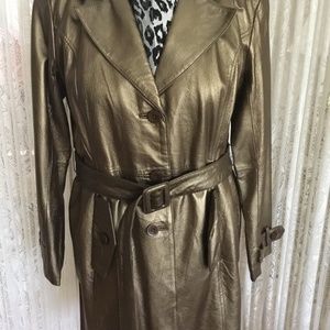 Leather Coat, Metallic Gold